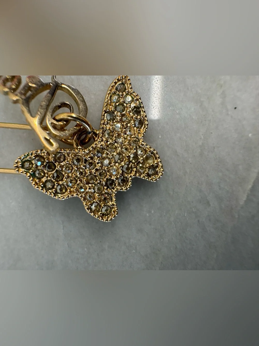 Christian Dior Butterfly Earrings Gold